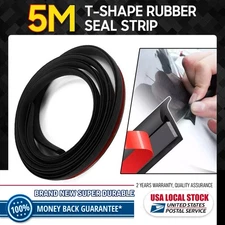 5M T-Shape Rubber Door Seal Strip Hood Trunk Edge Weatherstrip Moulding Trim US