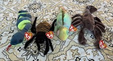 Ty Beanie Babies Spinner Spider, Stinger Scorpion, Hissy Snake, Iggy Iguana NWT