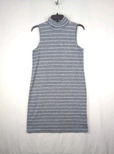 Old Navy Dress Women's Size L Gray Striped Sleeveless Turtleneck Casual