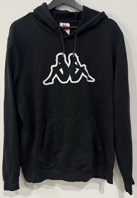 KAPPA Hoodie Mens Extra Large Black Graphic Logo Pullover Sweatshirt