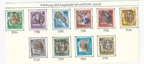 Ö: 1993/95 FM-Satz Stifte und Klöster ex Mi. 2094-2170 10 Werte gestempelt o.