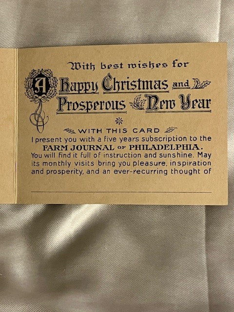 MAUD HUMPHREY 1912 FARM JOURNAL CHRISTMAS CARD, ENVELOPE; MEDIEVAL WINTER SCENE