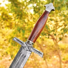 Custom Handmade Damascus steel Full tang hunting Sword with Scabbard