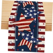 4th of July Table Runner, Stripe Stars America Patriotic Table Decoration 