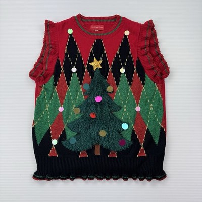 Blizzard Bay Women s L Christmas Tree Ugly Sweater Vest Top Sleeveless Holiday