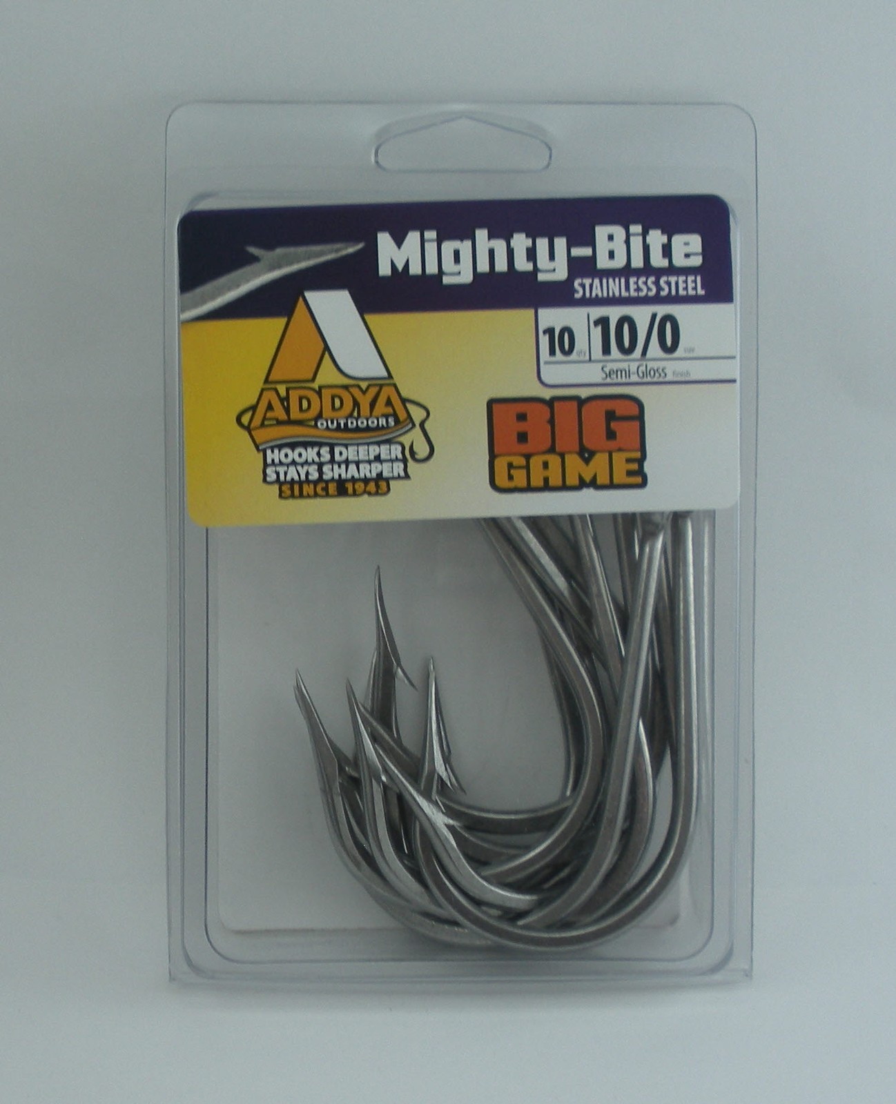 Addya A703SSBG10/0-10 Mighty Bite Big Game Hook Sz 10/0 10CT