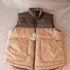 St John's Bay Mens Puffer Vest Brown Black Two Tone Full Zip Large 513-0328 0083