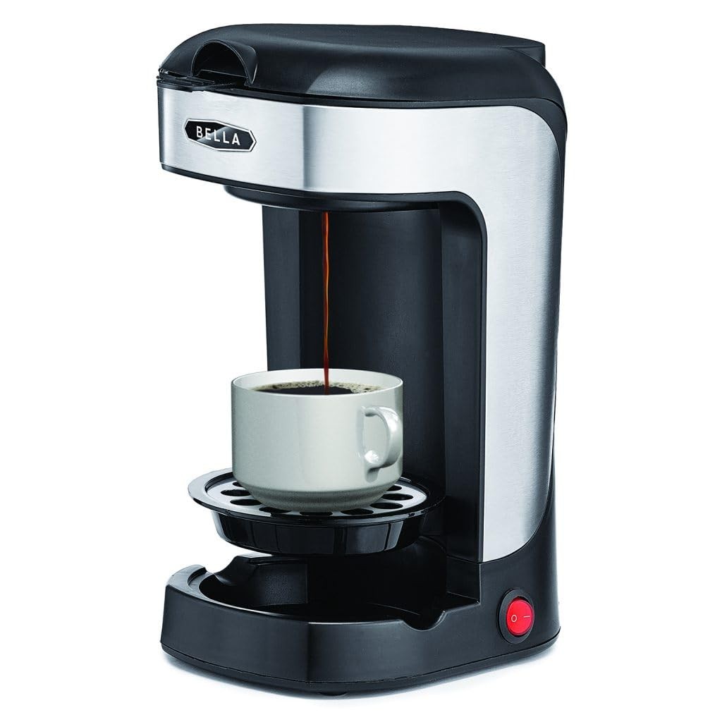 BELLA (14436) One Scoop Cup Coffee Maker, Black and 1.97lbs, silver/black 