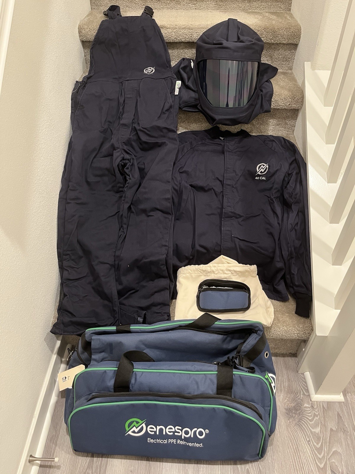 Enespro 40 Cal Arc Flash PPE Kit Jacket, Bibs, Helmet Size EXTRA LARGE XL32