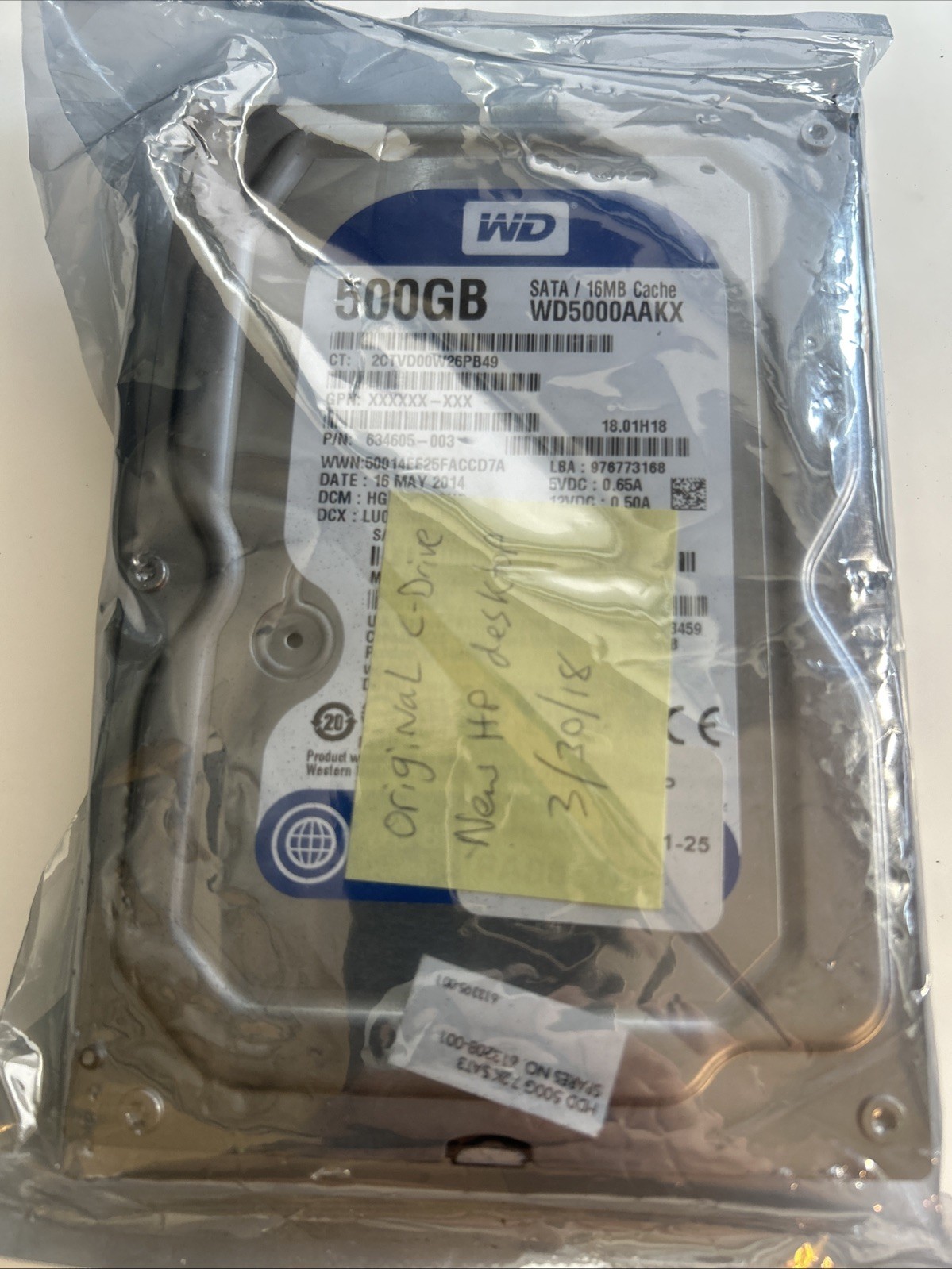 Disco duro Western Digital BLUE WD5000AAKX 500GB 7200RPM SATA h29ws