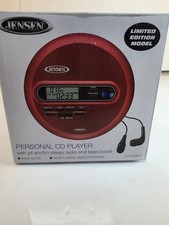 Jensen CD-65RBLK Limited Edition Portable CD Player Red AM/FM MP3 Tested
