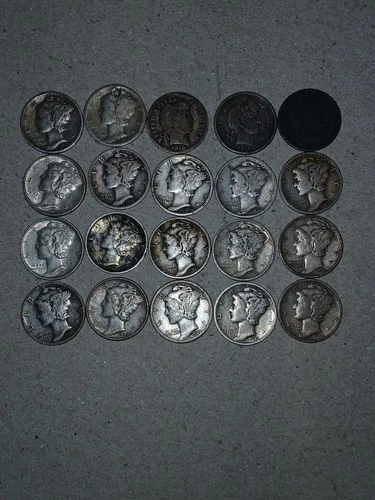 Bulk Lot 17  Mercury Silver Dimes & 3 Barber Dimes