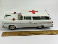 12" Bandai 1956 FORD AMBULANCE STATION WAGON Japanese tin Very Good Used