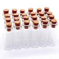 24 Pcs Clear Small Mini Glass Jars with Cork Stoppers For Message Weddings Wi...