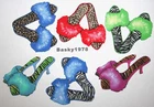 6 Sexy Fuzzy Retro Slippers Shoes Cotton Iron on Fabric Appliques Handmade