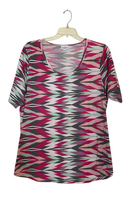 LuLaRoe Shirt Size 3X Aztec Southwestern Tunic Top SS Blk Wh Grn Purple Pink