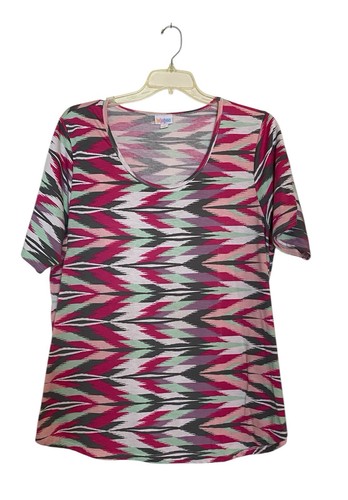 LuLaRoe Shirt Size 3X Aztec Southwestern Tunic Top SS Blk Wh Grn Purple Pink - Picture 1 of 7
