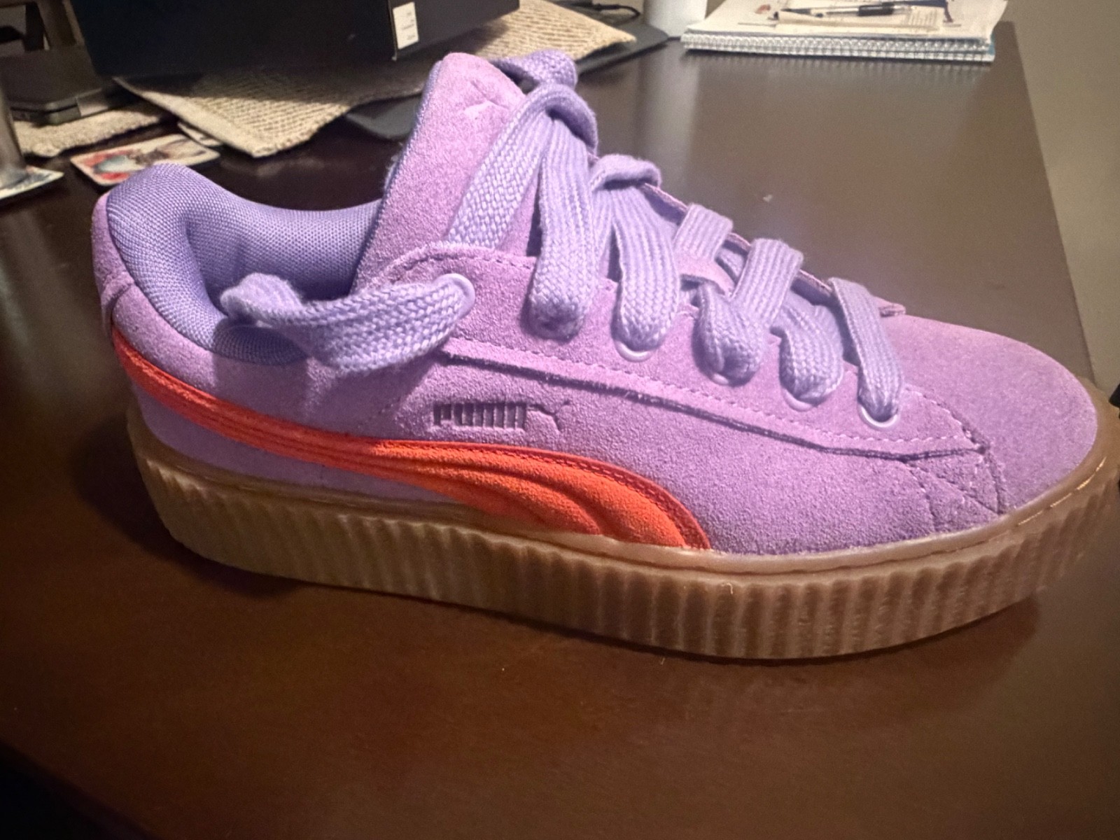 Fendi x Puma Suede Platform Sneakers – Fuchsia & Burnt Orange -New in Box thumbnail 7