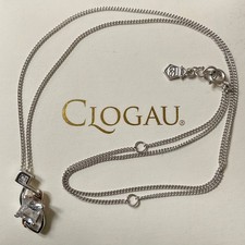 Clogau Welsh Royaly White Topaz pendant necklace 18-22" in silver and rose gold