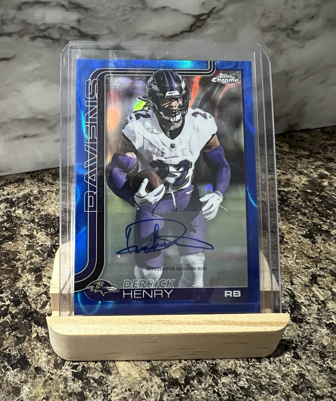 2025 Topps Chrome Football Derrick Henry Ravens True Blue Auto 98