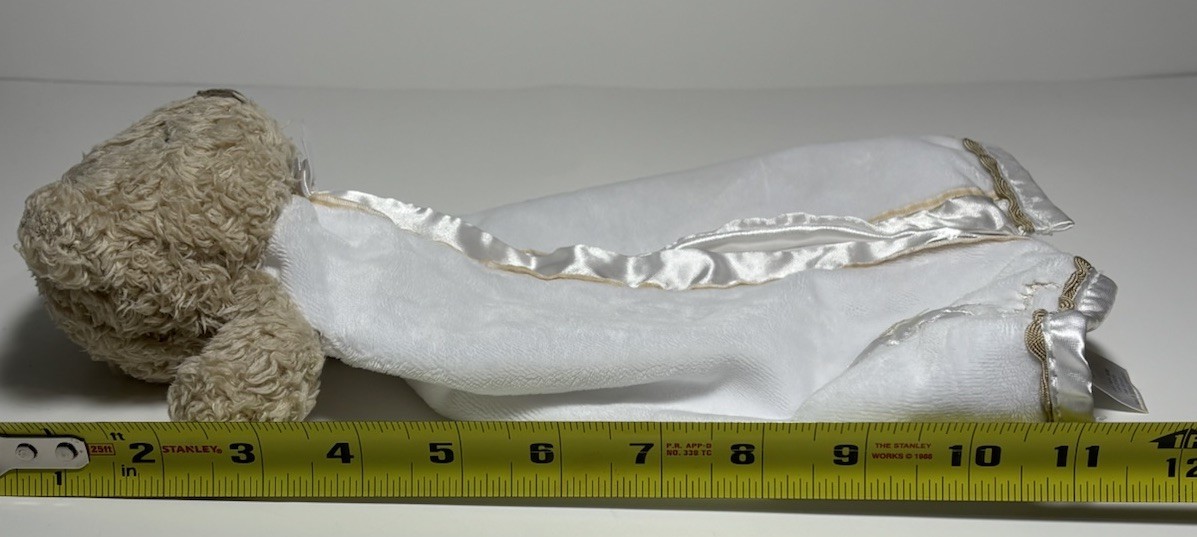 Carters Bear Lovey White Gold Security Blanket Satin Trim Rattle 12" RARE HTF