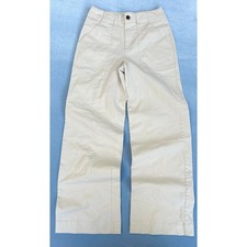 Nili Lotan Women's Cream Wide Leg Utility Pants Size 4 Cotton Patch Pockets