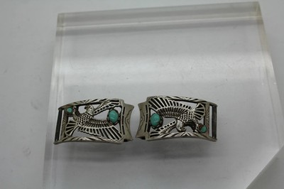 Signed .925 S.S. TURQUOISE EAGLE WATCH BAND ENDS