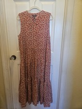 Womens Chaps Sleeveless Maxi Dress Red White Floral XL Summer Wedding