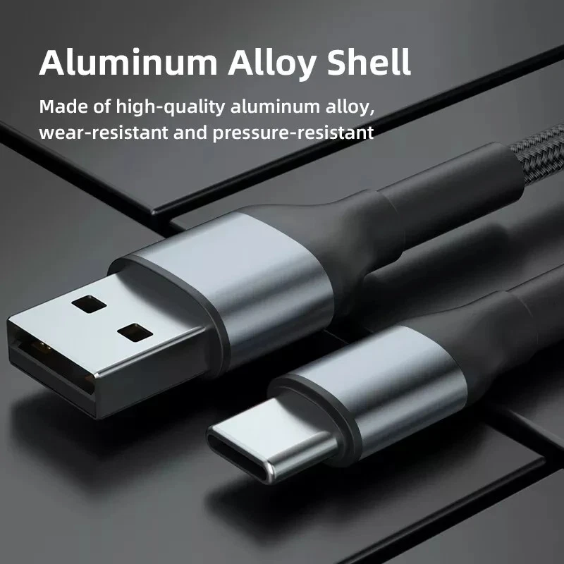USB A to Type C Cable 3A 66W Fast Charger Braided Long USB C Lead 0.25M 1M 2M 3M - Image 4 of 4