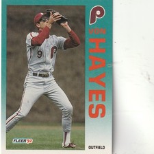 FREE SHIPPING-MINT-1992 Fleer #534 Von Hayes - Philadelphia Phillies