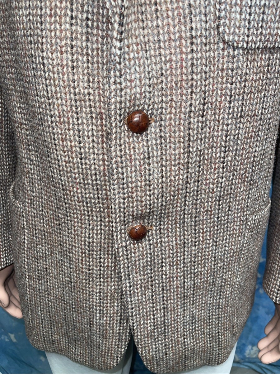 Vintage 1950s Harris Tweed Men's Sport Coat Jacket Brown 2 Button