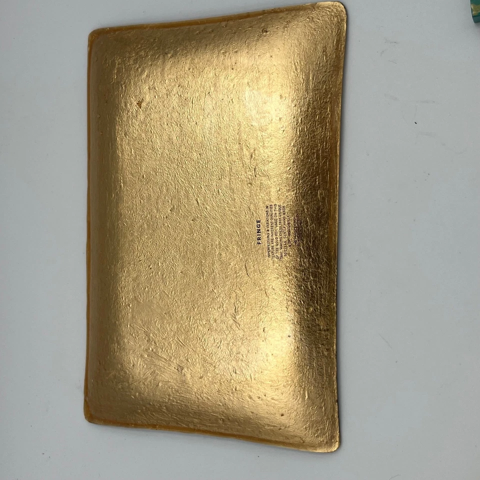 Fringe Studio Decorative Trinket Tray Gold Floral Pattern Glass Dish Vanity Deco - Image 4 of 4