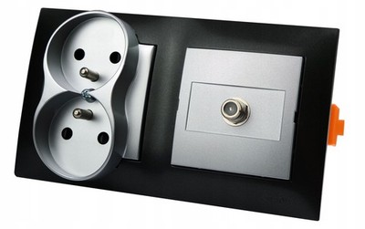 TV Antenna Socket with Power Connection 230V Wall Socket Recessed Anthracite