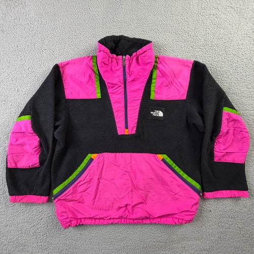 Vintage The North Face Tonal Fleece Jacket Black Pink Made in USA Mens Large