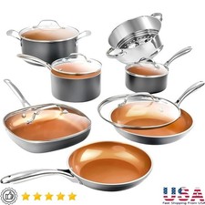 Nonstick Ceramic Cookware Set 12 Piece Ultra Durable Easy Cleanup Kitchen New