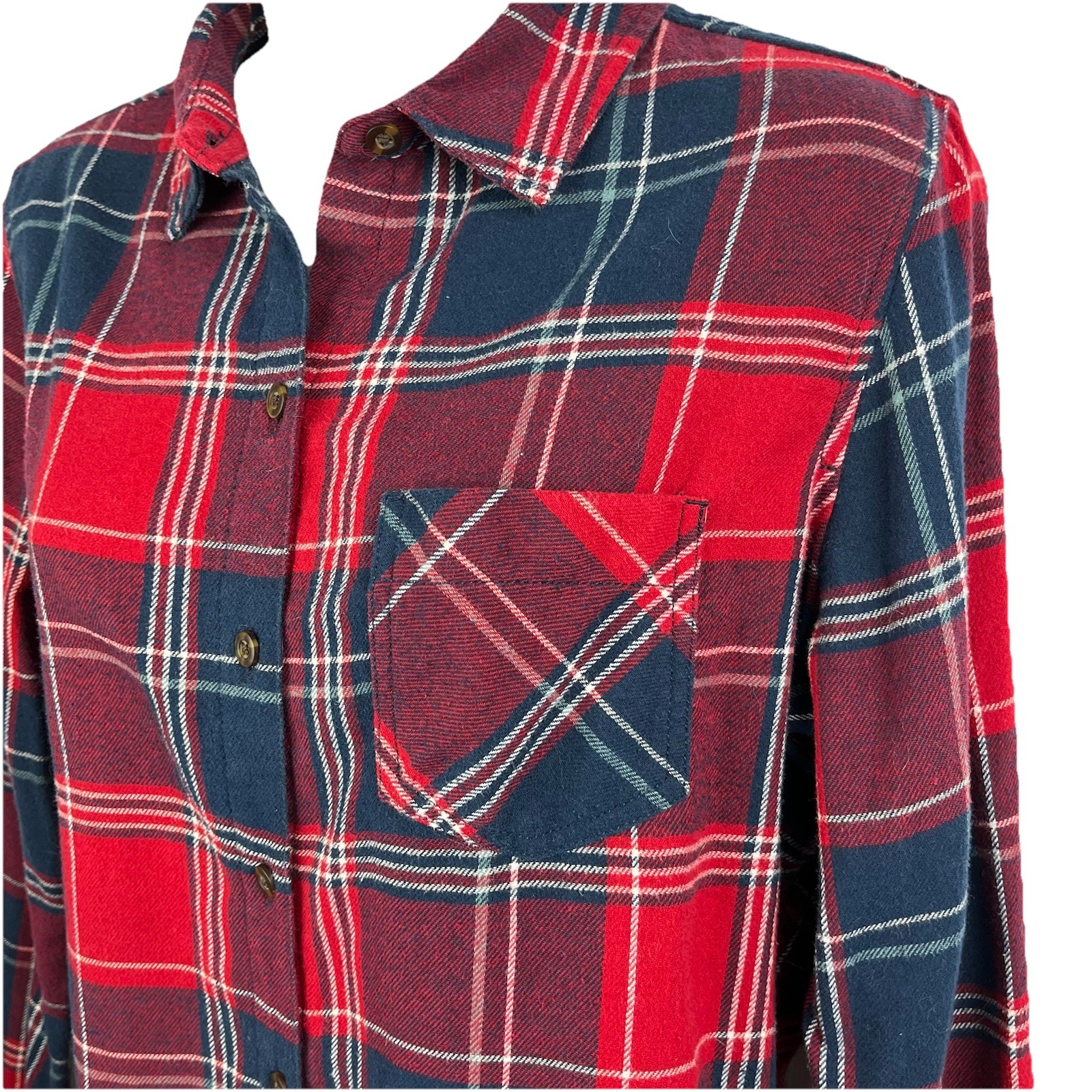 Field & Stream Flannel Long Sleeve Button Up Red Blue Plaid 