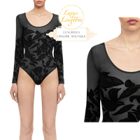 Body Tattoo By Wolford M Black Schwarz Langarm Transparent Blumen Design