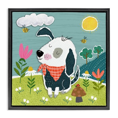 Countryside Dog Landscape Framed Floater Canvas Wall Art Design by Tina Finn,...