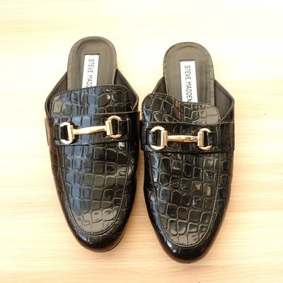 Steve Madden Crocodile Mules Loafer STEVE MADDEN Crocodile Mules Womens 7.5 M Black Horsebit  main image 2