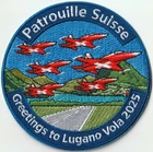 SWISS AIR FORCE PATROUILLE SUISSE Greeting to Lugano Vola 2025 Stoff ohne Klett.