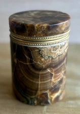 Antique Italian Alabaster and Brass Tobacco Jar