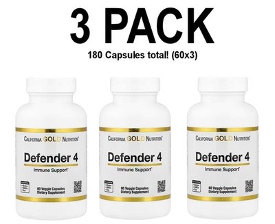 California Gold Nutrition, Defender 4, 180 capsules total (60x3) Veggie Capsules