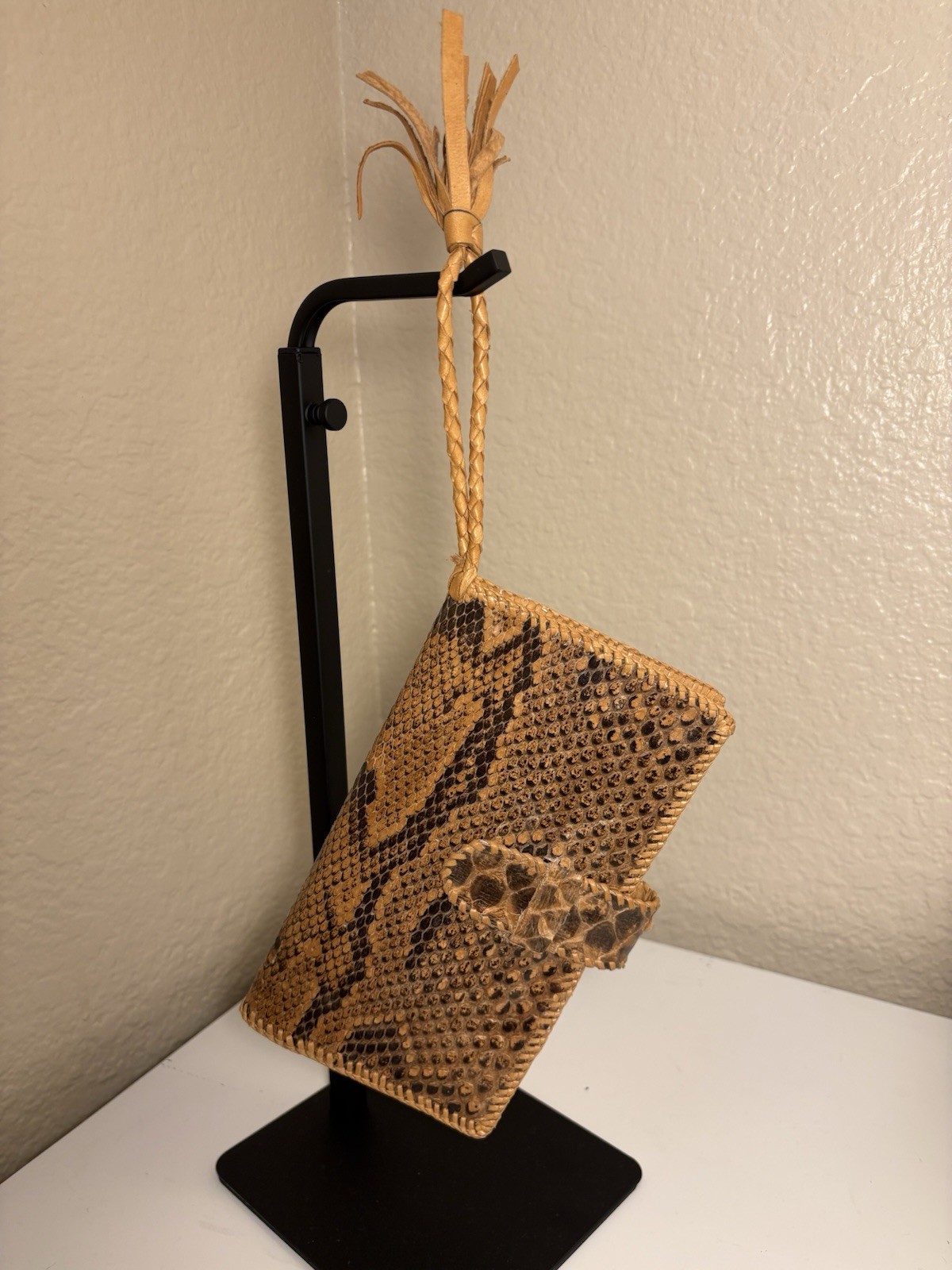 Genuine Python Snake Wristlet Wallet with Braided… - image 1