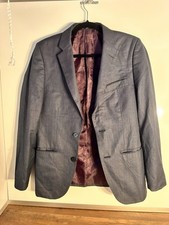 Classic Blue Blazer With Purple Striped Lining Comforts Size Medium