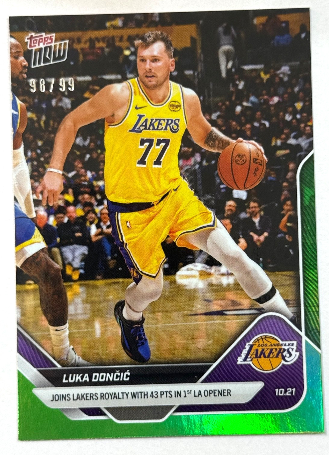 2025 NBA Topps Now #5 Luka Doncic Los Angeles Lakers Green Parallel /99