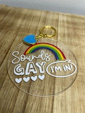 Handmade Pride Month Keychain. Rainbow. New.