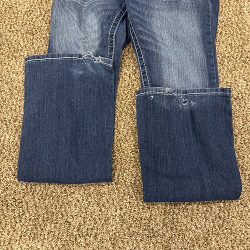 ARIYA JEANS Mujer Talla 7/8 Tiro Bajo Bootcut Solapa Bolsillos Azul Adornado - Imagen 2 de 8