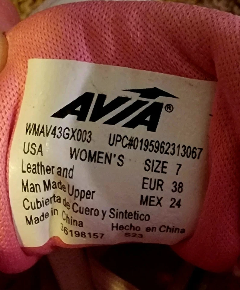 Avia Sz 7 White Pink Tennis Lace Up Gym Athletic Shoes WMAV43GX003 - Image 3 of 4