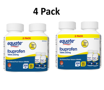 Equate Ibuprofen Tablets 200 mg, Pain Reliever/Fever Reducer, 250 Count, 4 Pack