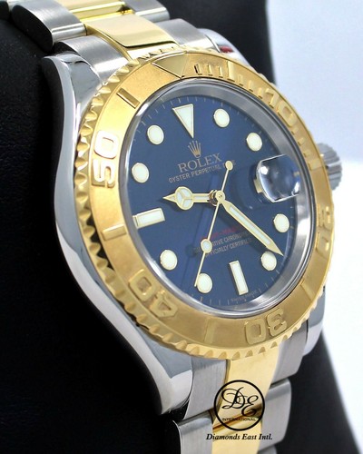 Rolex Yacht-Master 16623 2 Tono OYSTER 18K Giallo Oro \u0026 Argento Sterling  Quadrante Blu Orologio * Nuovo di zecca | eBay